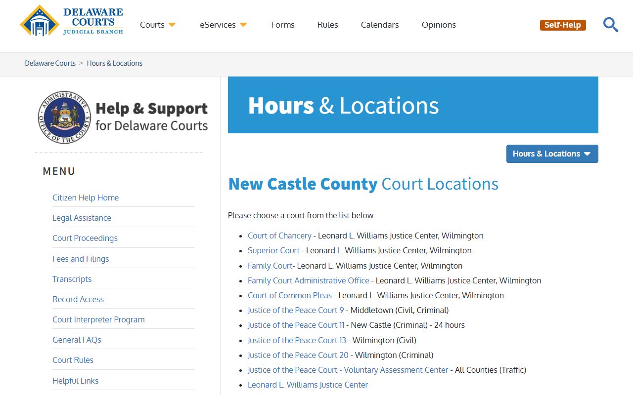 New Castle JP Court 11 civil court records listing