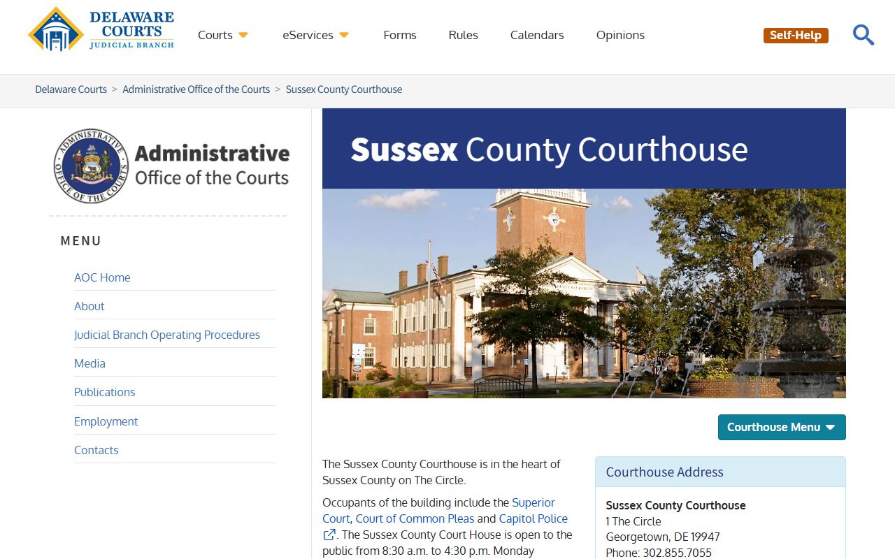 Sussex County Courthouse for civil court records