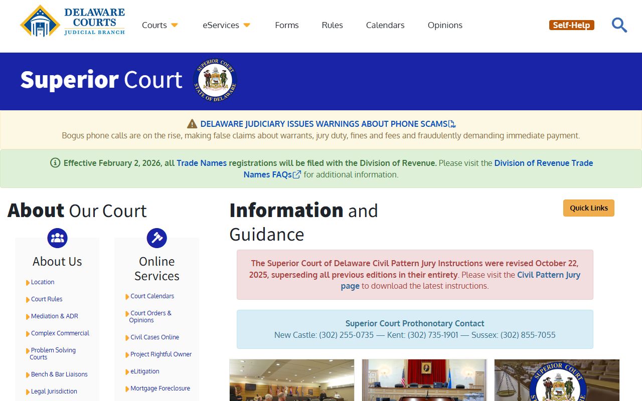 Delaware Superior Court for civil court records